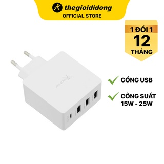 Adapter sạc 4 cổng usb type c 4.8a xmobile ds931 trắng