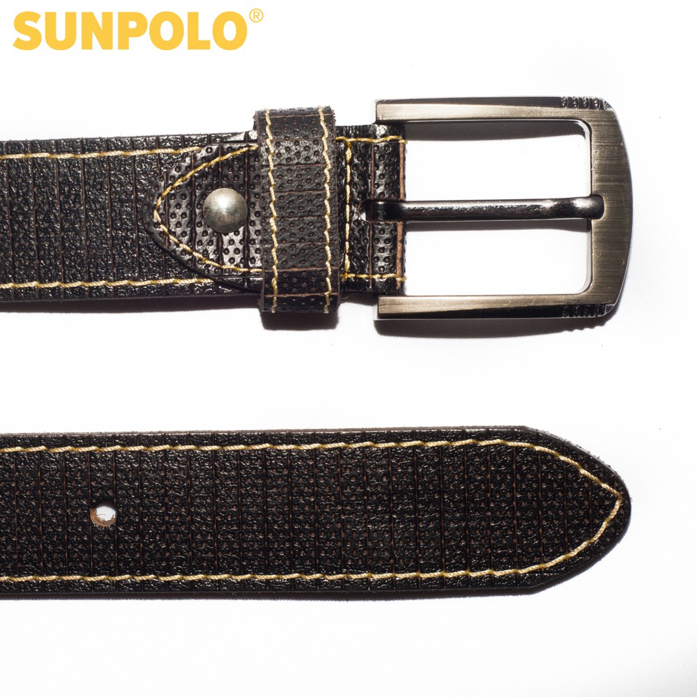 Thắt Lưng Nam Da Bò SUNPOLO Đen Nâu Bò - BSMK25