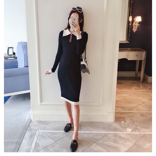ĐẦM BẦU LEN BODY CÓ CỔ DR2456