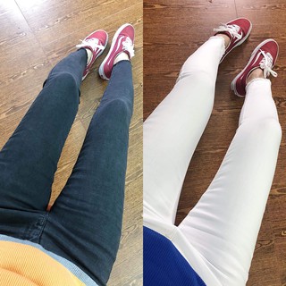 QUẦN JEAN SKINNY 9 TẤC LAI TUA XÁM VÀ TRẮNG KEM