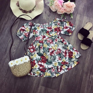 Set áo trễ thô quần hoa thô