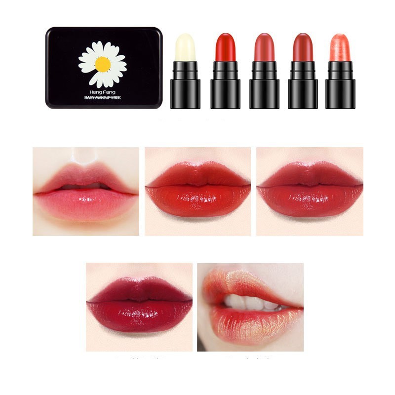 Set Son Nội Địa Trung Mini Hoa Cúc 5 Cây Hot Trend Mịn Môi