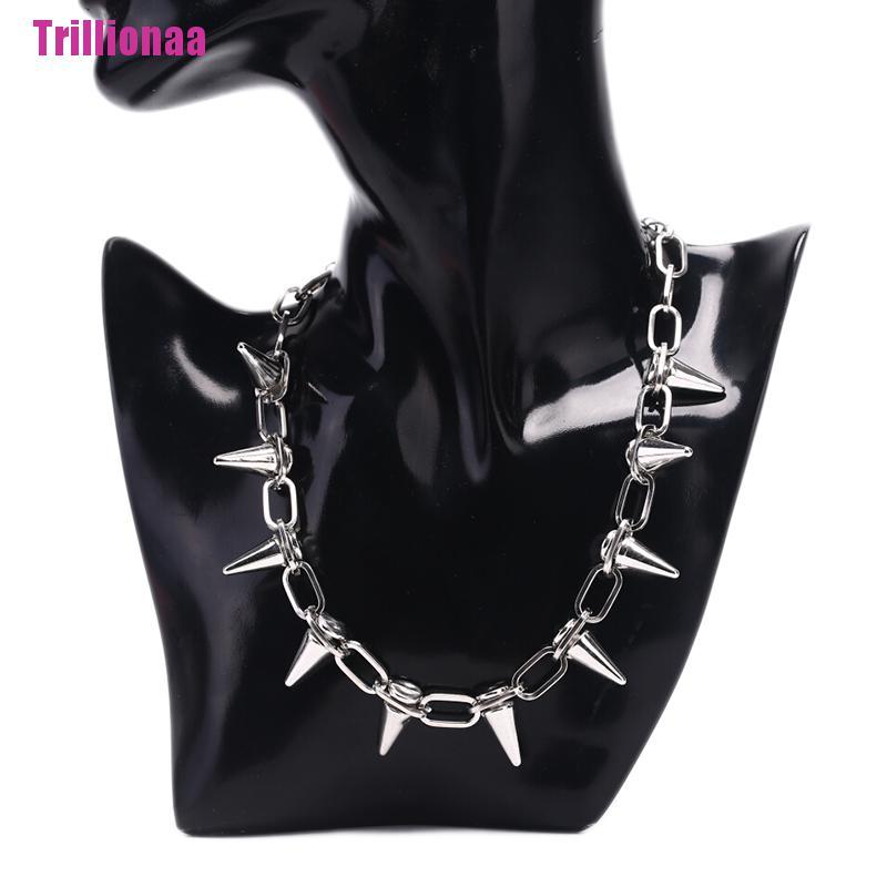 Vòng cổ choker dạng dây xích gắn gai thời trang Goth Punk