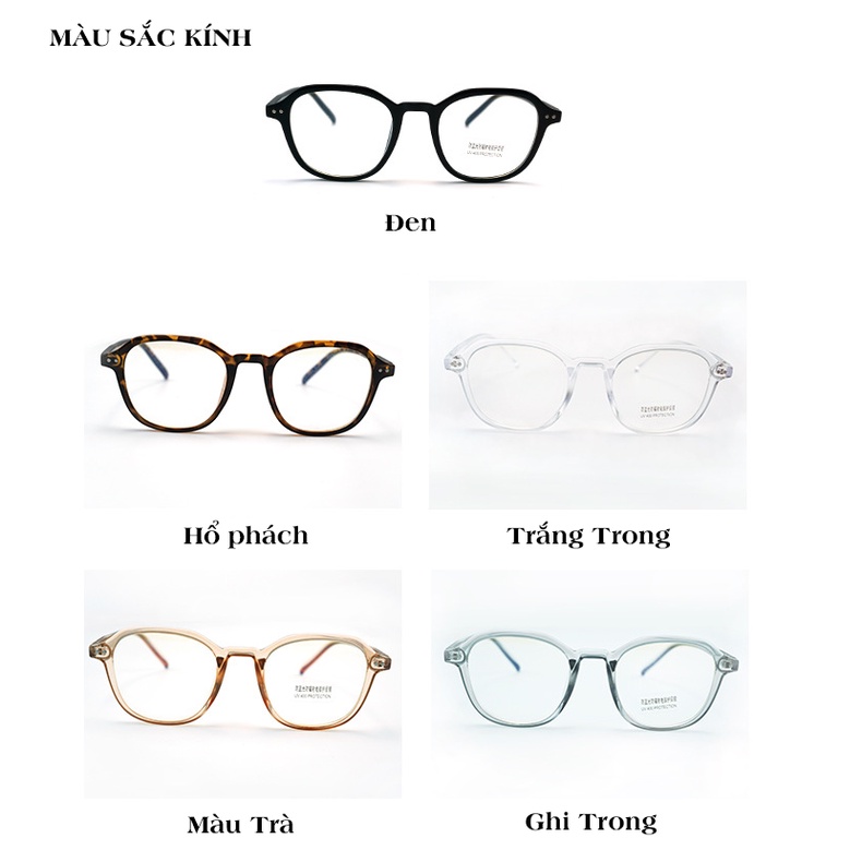 Kính Không Độ Chống Ánh Sáng Xanh Bảo Vệ Mắt Dùng Máy Tính Kavi KV050 - Gọng Kính Lục Giác Tròn Trẻ Trung
