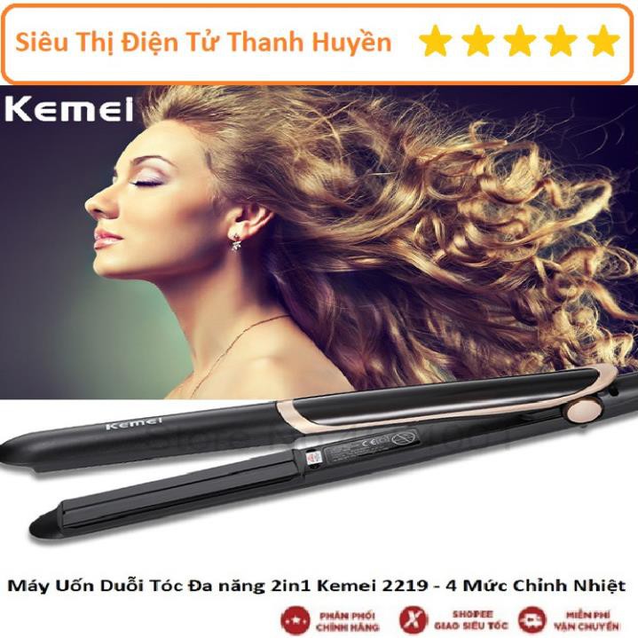 Mua ngay Máy Uốn Duỗi, Làm Xoăn, Duỗi Tóc Kemei Km 2219 Cao Cấp 2 in 1 Phiên Bản Mới 2020 [Freeship 10k]