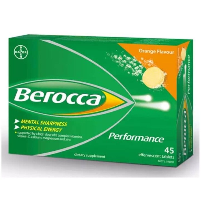 Viên sủi bổ sung Vitamin Berocca Performance( Vị cam,Cam& xoài, cam& dâu) hộp 45 viên.