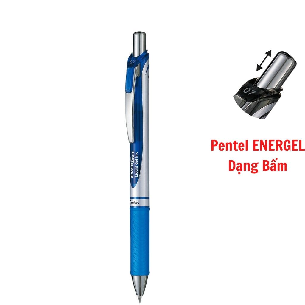 Bút Pentel energel dạng bấm, viết mực nước các màu xanh/ đỏ/ đen, nét bút 0.5/ 0.7/ 1.0 mm