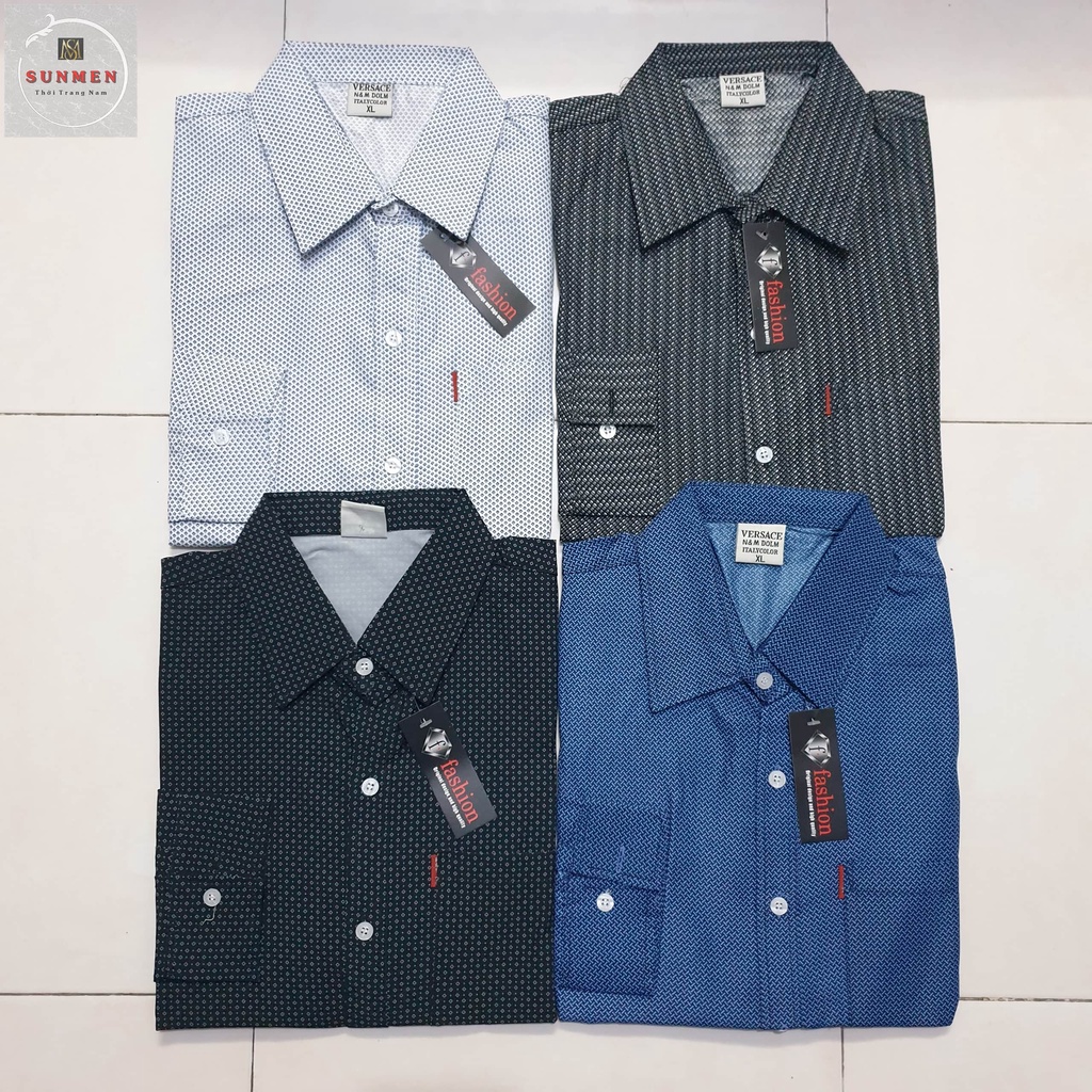 [HCM] Áo Sơ Mi Nam Trung Niên Tay Dài Họa Tiết Bông Đẹp SUNMEN Size Từ 50-85kg