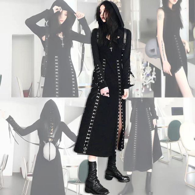 Set Áo + váy dài xe đùi sexy đen full cá tính LADY GHOST