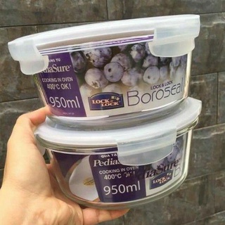 Bộ 2 Thố thủy tinh tròn Lock & Lock chịu nhiệt 950ml