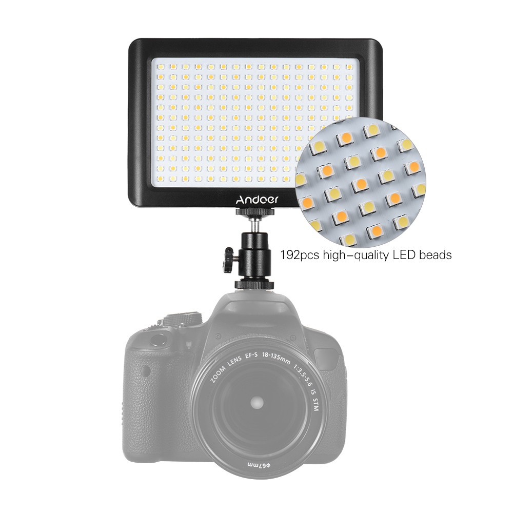Andoer Mini Portable Dimizable Studio Video Nhiếp ảnh LED Bảng điều khiển ánh sáng 3200
