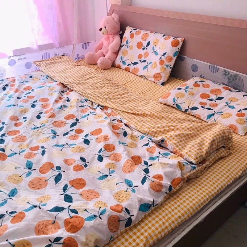 cotton Cam Caro - ảnh thật lướt sang phải - bộ vỏ chăn ga giường