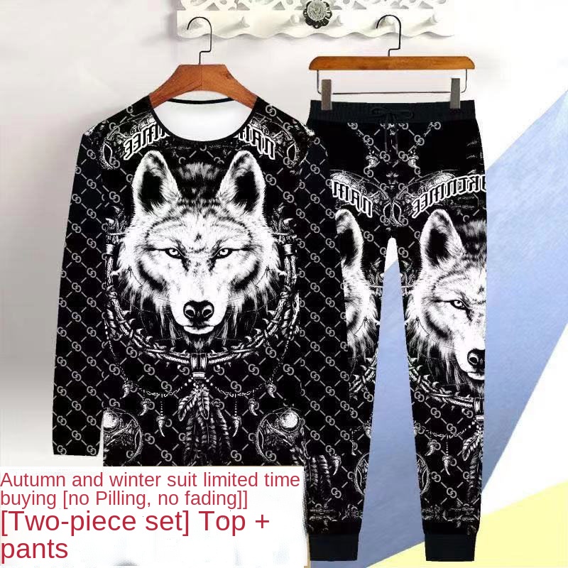 Set Đồ Hai Mảnh Áo Thun Tay Dài In Hình 3D Và Quần Dài Thời Trang Mùa Thu Cho Nam