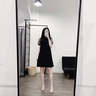 váy đen tay voan lụa