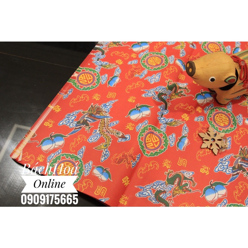 Giấy đỏ tết, hoa văn SONG HỶ dùng trang trí quà, trang trí đám cưới 55 x 65cm