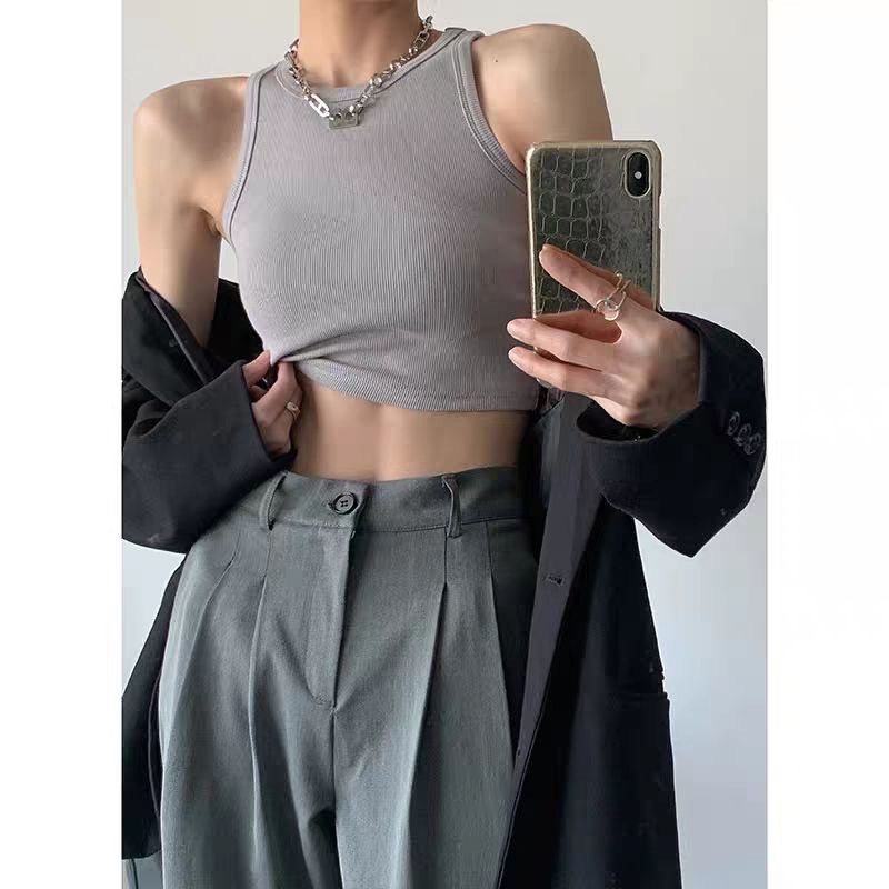 【kifli】Áo ba lỗ nữ, áo croptop sát nách nữ kiểu ôm body tank top vải cotton co giãn tốt, mặc đi chơi, đi biển Dưới 55kg