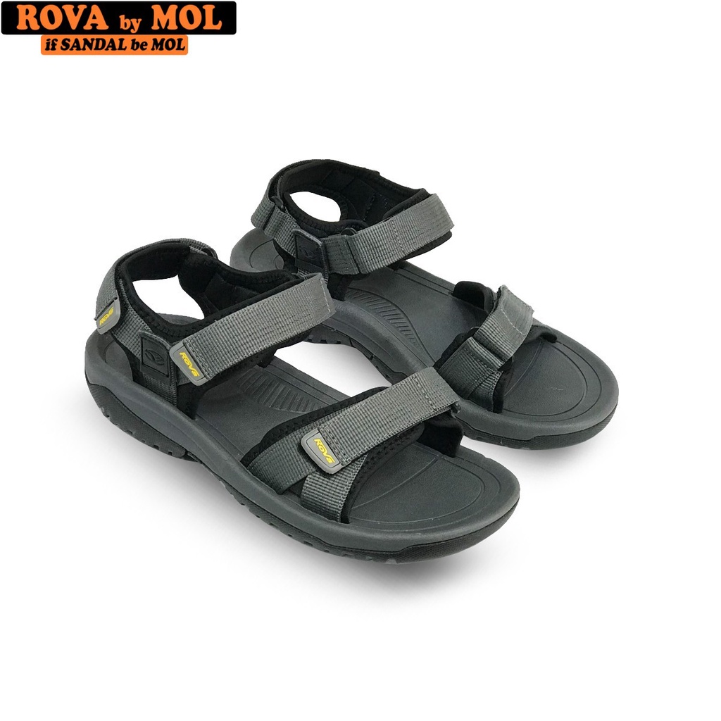 Giày sandal nam hiệu Rova siêu bền quai ngang đế cao su quai dù đi làm đi học màu xám mã RV679