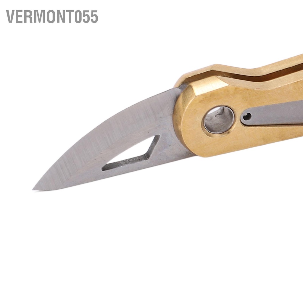 Vermont055 Mặt dây chuyền dao đa năng cầm tay bằng đồng thau với vòng đeo chìa khóa để cắm trại ngoài trời