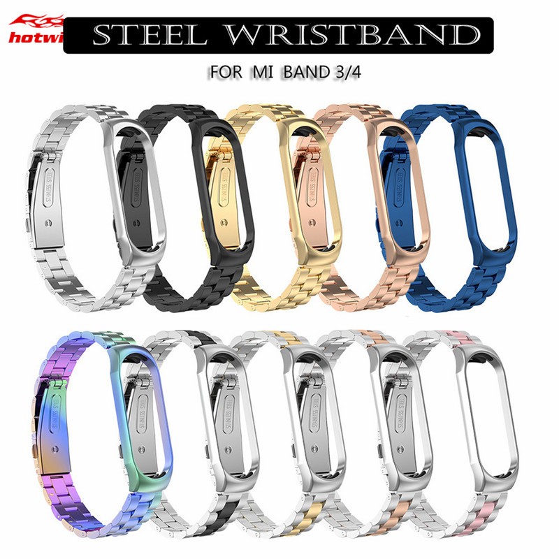 HW 10 Colors Xiaomi Mi Band 3/4 Stainless Steel Bracelet Wrist Strap Metal Mi Band 3/4 Strap