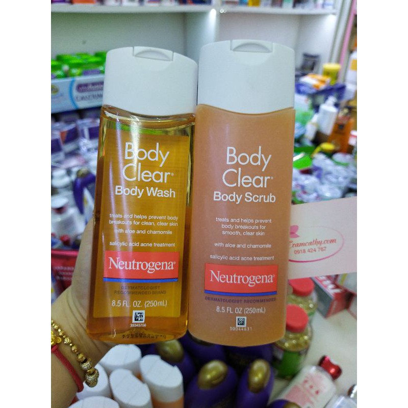 Thanh lý Sữa tắm Neutrogena Body Clear Body Wash giảm mụn lưng, vi êm n.ang lông.