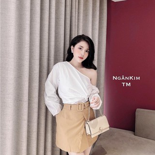 🌸 Sét Áo Rúm Lệch Vai Mix Chân Váy 🌸 🌸