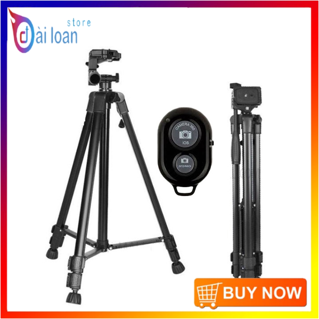 Chân đế Tripod cho điện thoại và máy ảnh 3366 cao cấp - Tặng kèm remote Bluetooth (Giao màu ngẫu nhiên) | BigBuy360 - bigbuy360.vn