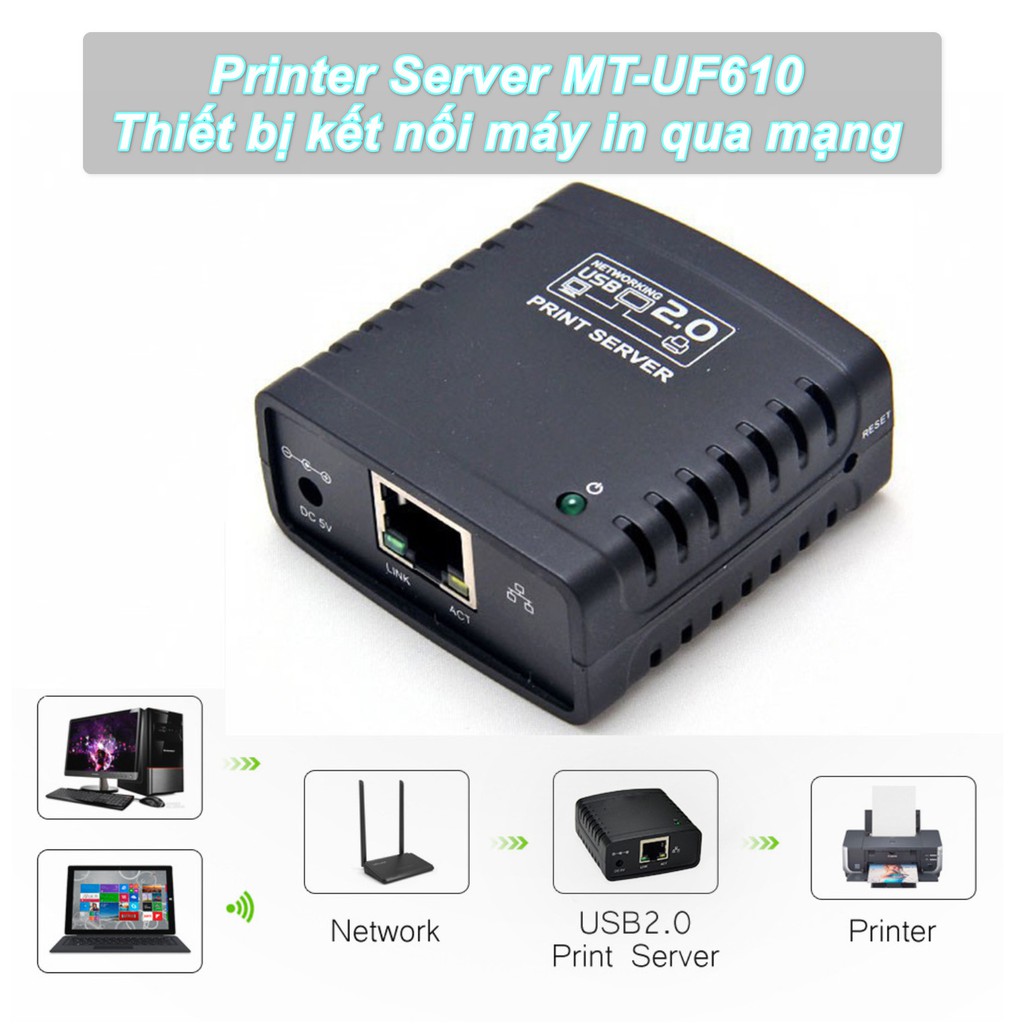 Thiết bị kết nối máy in qua mạng Printer Server MT-UF610 | Home and Garden