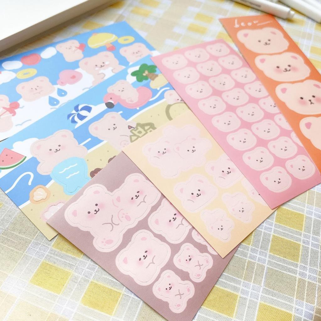 LYANWSticker dán trang trí điện thoại hình chú gấu đáng yêu DIY