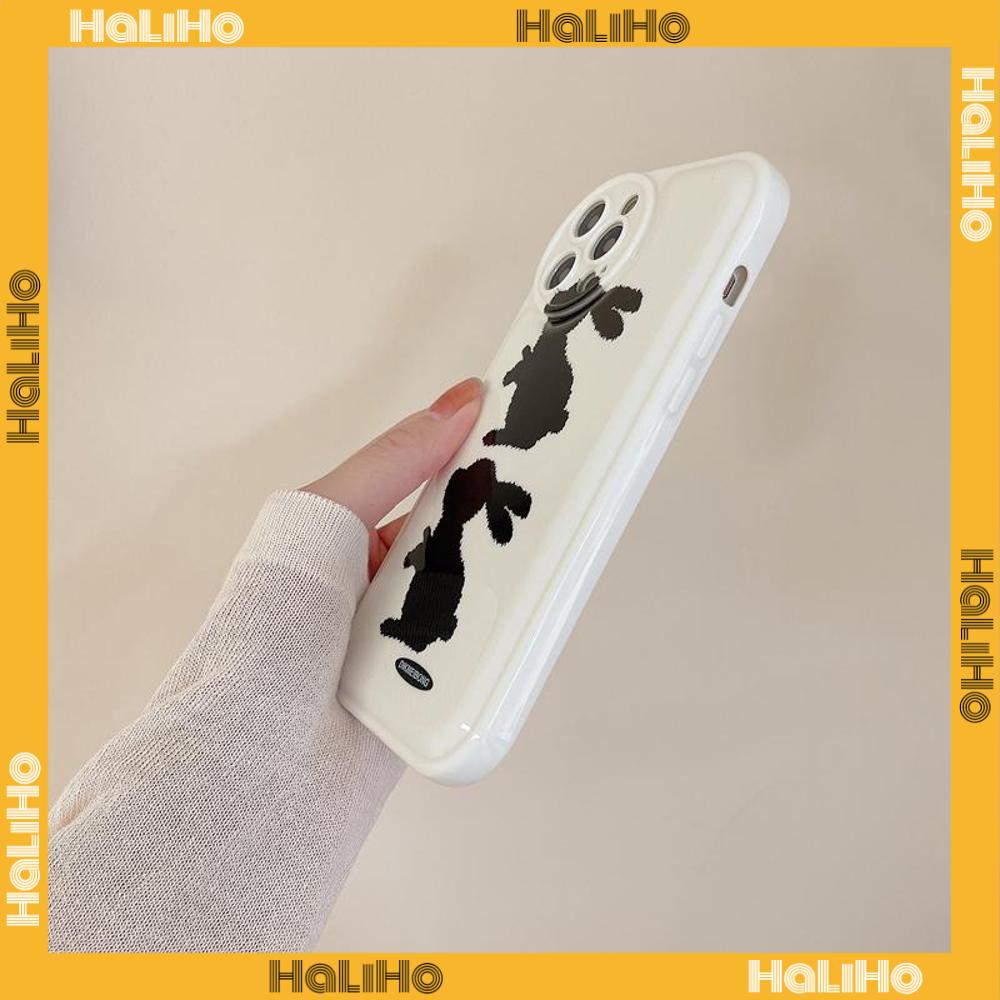 iPhone Case Silicone Soft Case Airbag Shockproof Protection Camera Black Rabbit Cartoon Cute Compatible For iPhone 11 Pro Max 13 Pro Max 12 Pro Max 7Plus xr XS Max
