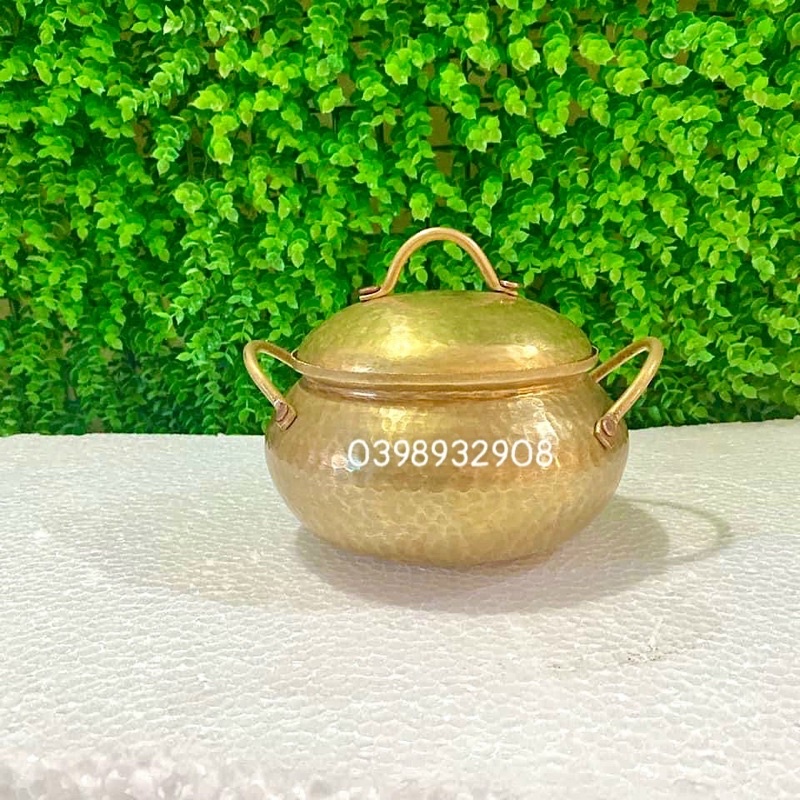 NỒI ĐỒNG 16 x 17 x 14 cm nặng 600 gr  CHẤT LIỆU BẰNG ĐỒNG 100%