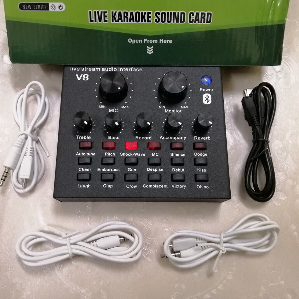 [HÀNG XỊN] Soundcard thu âm V8 Autotune - dùng trong livetream fb,bigo, hát karaoke, thu âm tại nhà - âm thanh chuẩn