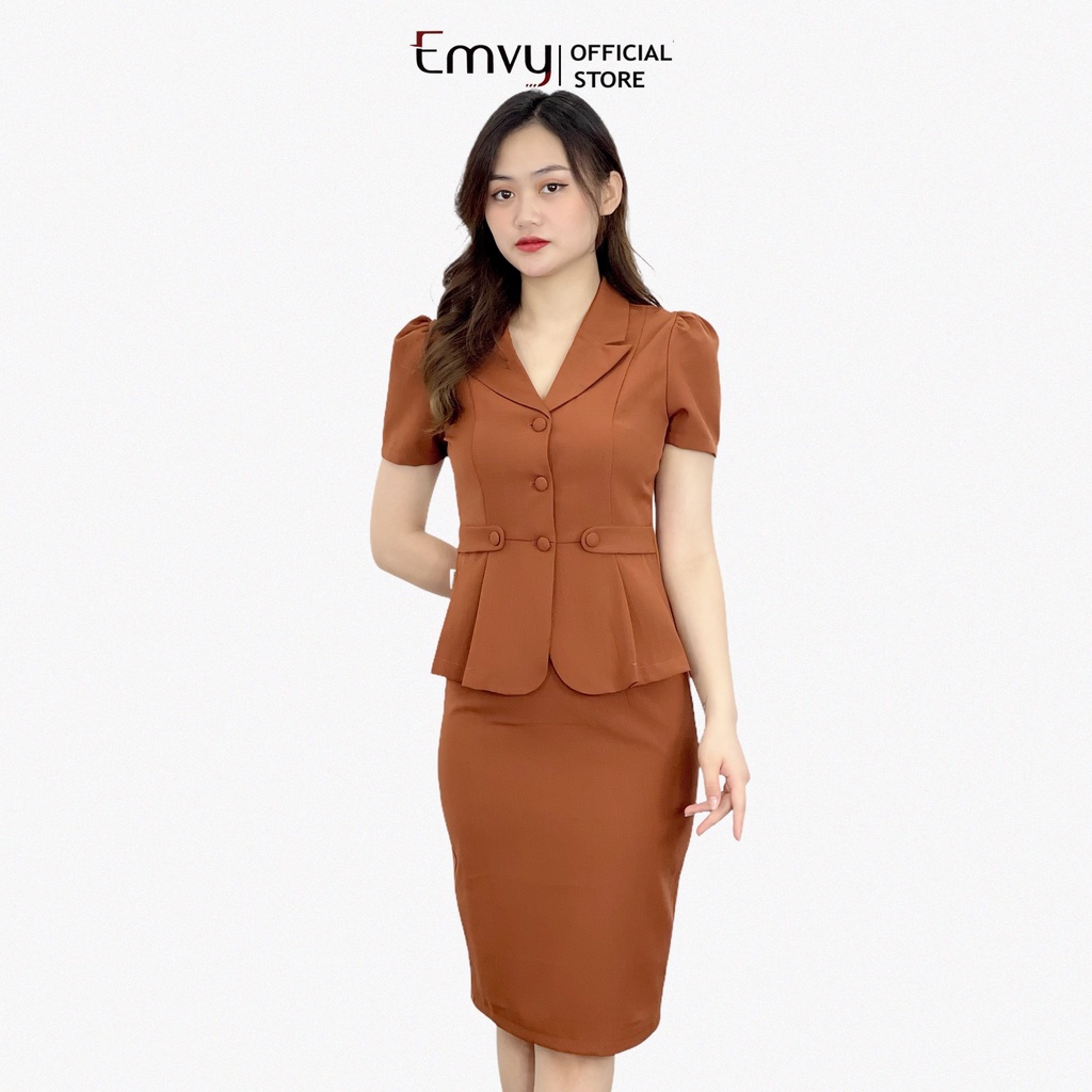 Bộ Vest kèm chân váy công sở chất liệu xước hàn cao cấp EMVY S7 | BigBuy360 - bigbuy360.vn
