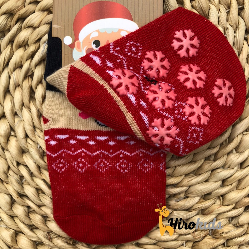 Tất vớ giáng sinh Noel chống trơn trượt cotton cho bé từ 0-3 tuổi