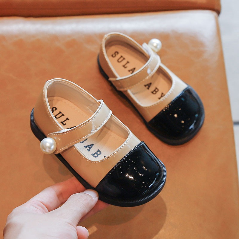 Giày búp bê bằng da đế mềm phong cách Hàn Quốc hợp thời trang cho bé gái