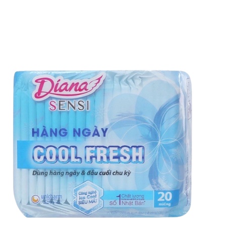 Combo 3 bịch Băng vệ sinh Diana Sensi Cool Fresh dùng hàng ngày gói 20 miếng