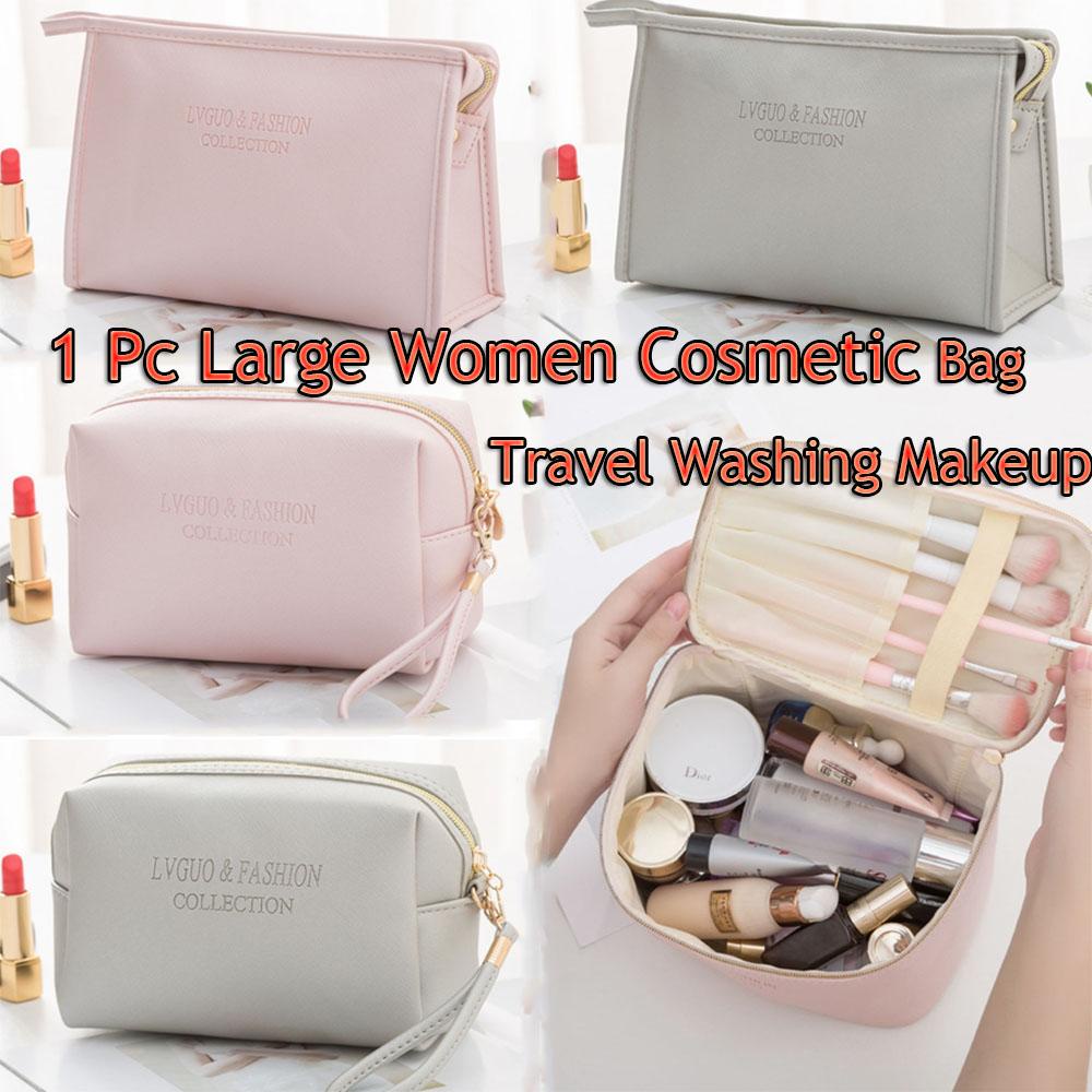 NORMAN Túi Đựng Đồ Trang Điểm Bằng Da PU Trong Suốt Có Dây Kéo Sức Chứa Lớn