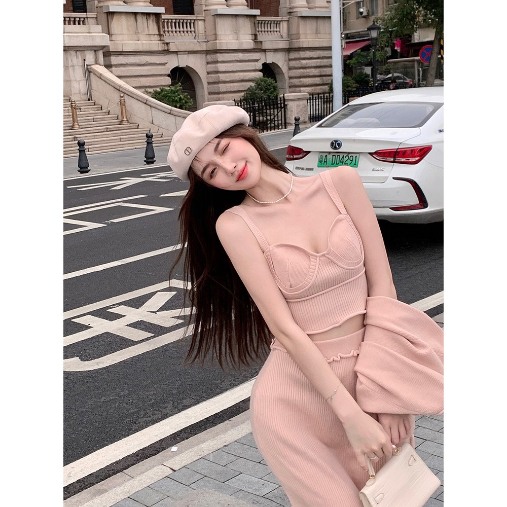 Set đồ ulzzang màu hồng nhẹ nhàng sang chảnh thu đông 2021