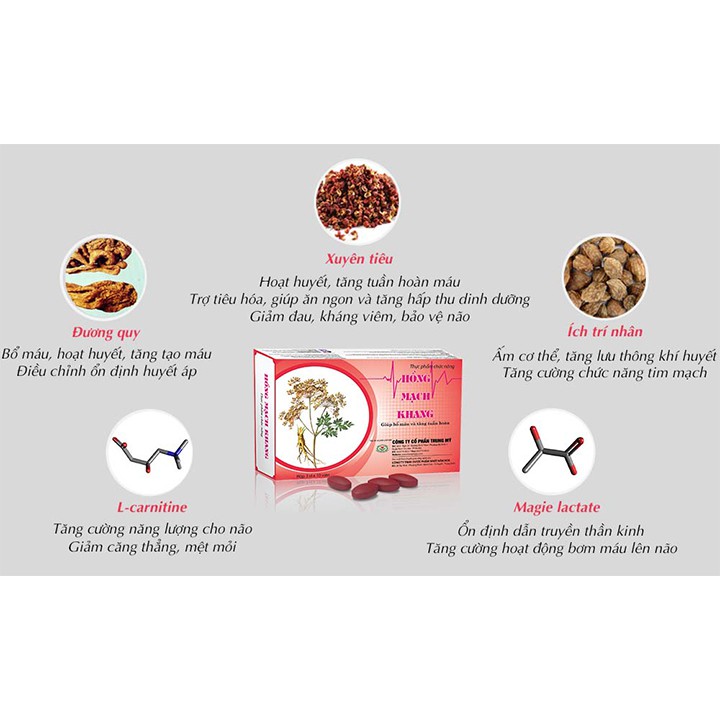 Hồng Mạch Khang - Hỗ trợ bổ máu, tăng tuần hoàn não (Hộp 30 viên)