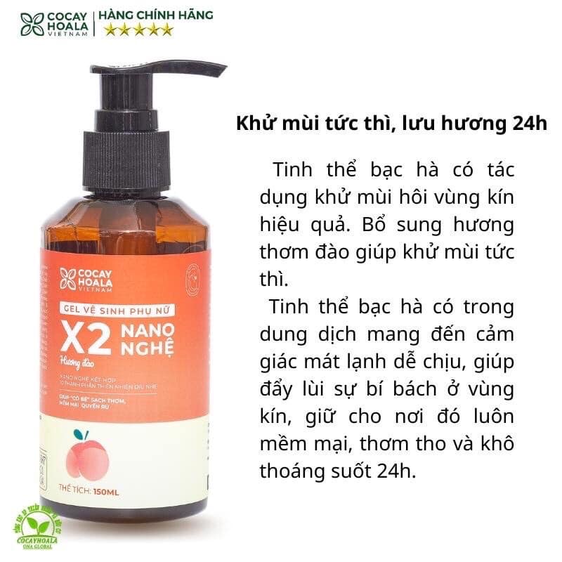 Dung Dịch Vệ Sinh X2 Nano Nghệ Đào Cocayhaola - Gel Vệ Sinh Nữ Cỏ Cây Hoa Lá
