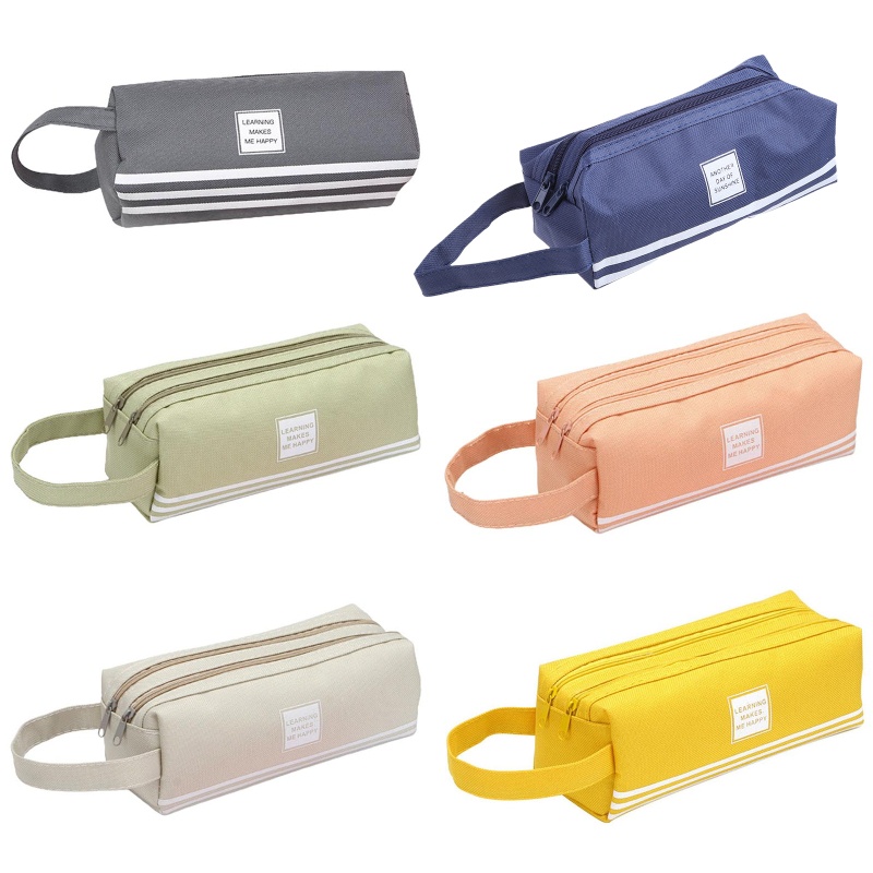 Túi Đựng Bút 2 Ngăn Sức Chứa Lớn Chất Liệu Canvas Cho Học Sinh