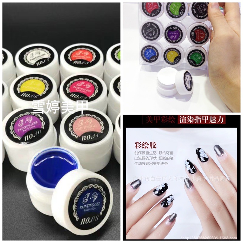 Set gel vẽ 12 màu cực đậm đặc