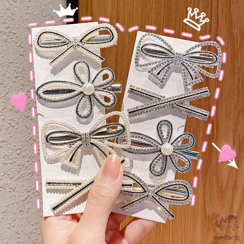 Kẹp Tóc Đính Ngọc Trai Phong Cách Hàn Quốc Cho Bé Gái