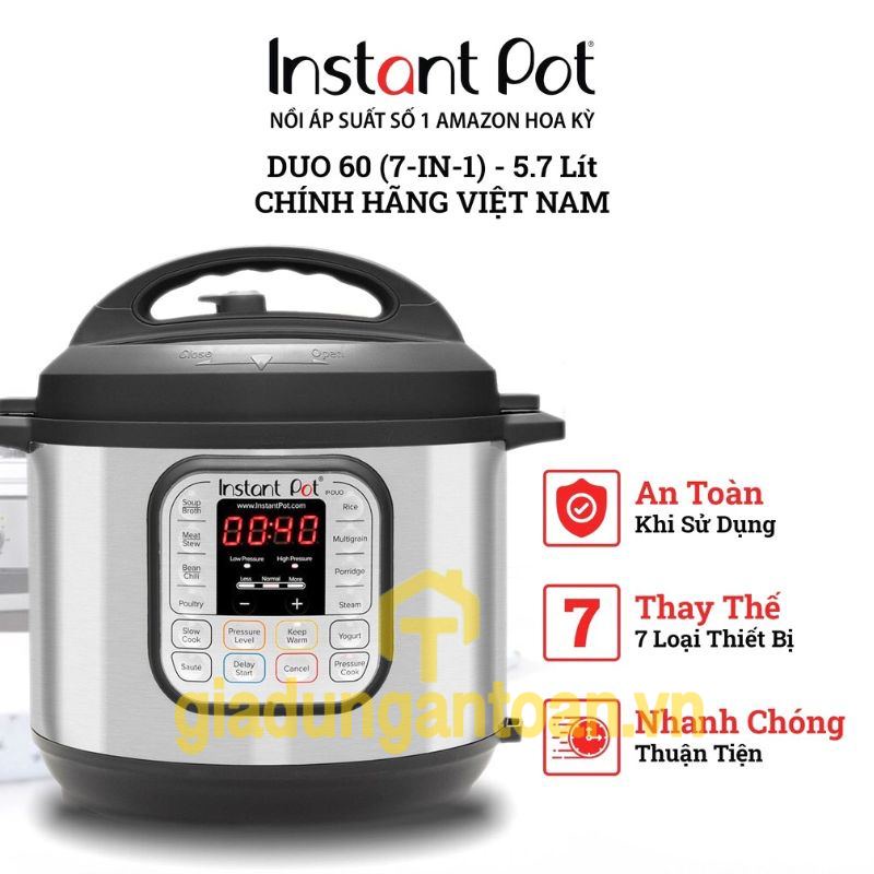 Nồi áp suất điện đa năng Instant Pot Duo 60 5.7L 7 in 1 - Hàng chính hãng thương hiệu Canada