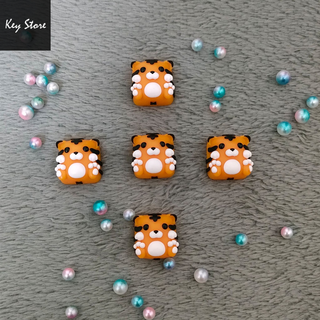 Nút bàn phím cơ artisan keycap gấu tigo màu vàng