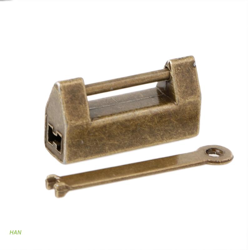 Ổ khóa hộp đựng trang sức bằng đồng thau phong cách Trung Hoa cổ điển kèm chìa khóa