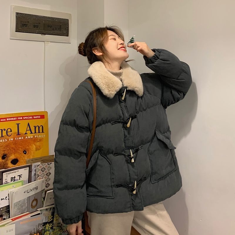 Áo khoác Cotton dáng rộng kiểu Nhật Hàn dễ thương thời trang mùa đông cho nữ