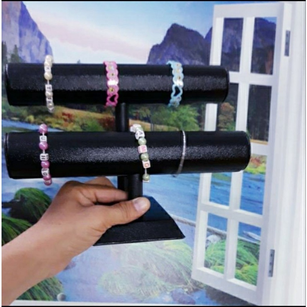 Trụ treo vòng tay, giá đỡ treo vòng tay, vòng2 đá phong thuỷ  bằng da 1 tầng, 2 tầng, 3 tầng