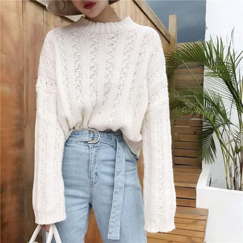 Áo len móc vặn thừng from rộng MH