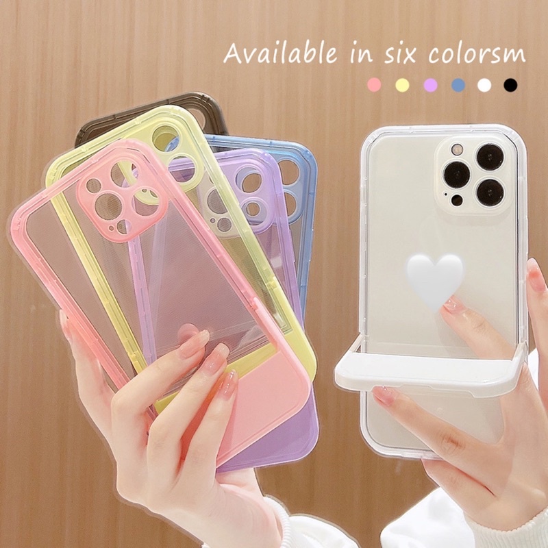 (SIÊU RẺ) Ốp lưng iphone có thanh đỡ trơn 3 màu đen trắng hồng 7plus/8/8plus/x/xr/xs/11/12/13/pro/max/plus/promax