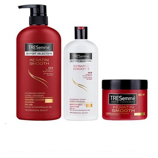 Combo Chăm Sóc Tóc Tresemme Keratin Smooth: Dầu Gội 650g + Dầu Xả 340g + Kem Ủ 180g